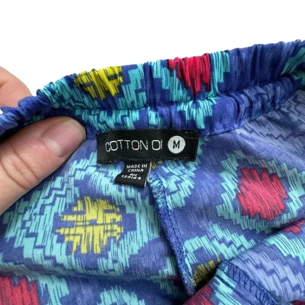 Cotton On Blue Low Rise Pajama Shorts Boho Print Beachy Pool Cover up - Picture 3 of 7